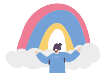 Mujer parada bajo el arcoiris PNG, SVG
