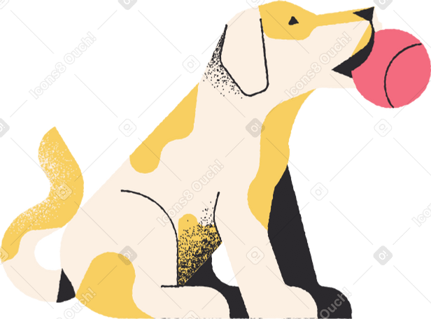 dog with ball Illustration in PNG, SVG