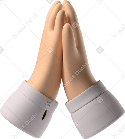 3D White skin hands giving high five PNG, SVG