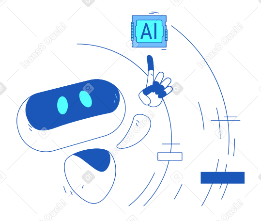 Робот с искусственным интеллектом принимает автономное решение в PNG, SVG