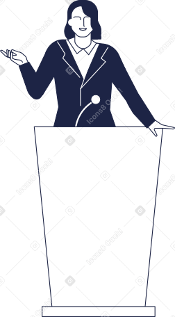 female politician behind the podium Illustration in PNG, SVG