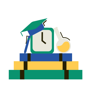 Clock on top of a pile of books PNG, SVG
