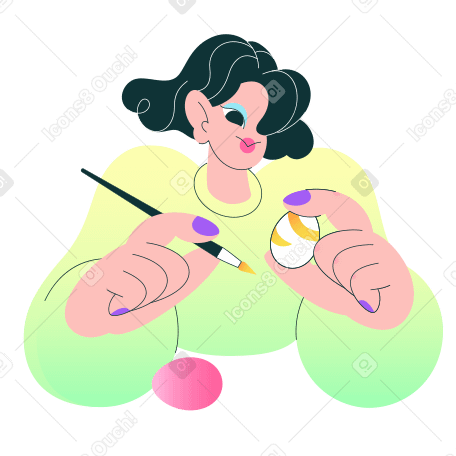 Young woman painting an Easter egg PNG, SVG