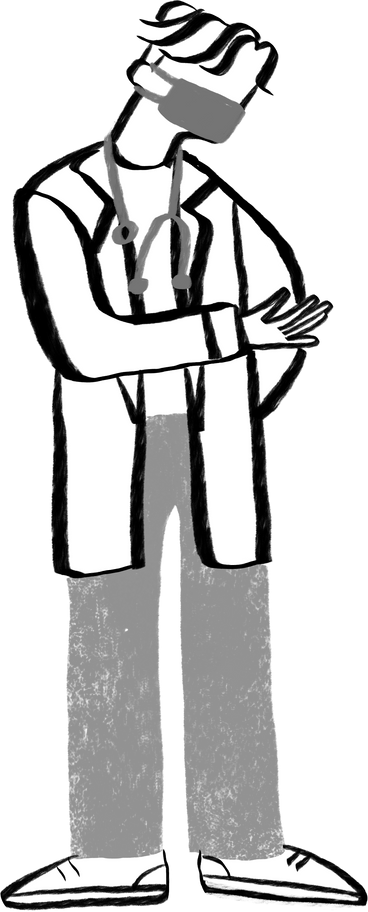 black and white male doctor showing at something with his hand PNG, SVG