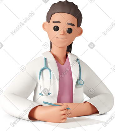 Female doctor at desk PNG, SVG