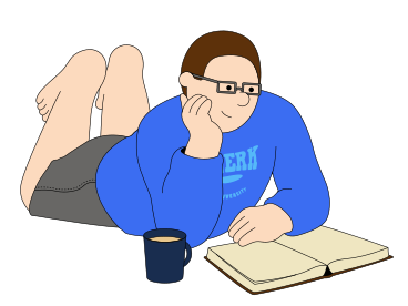 Young man lying and reading a book PNG, SVG
