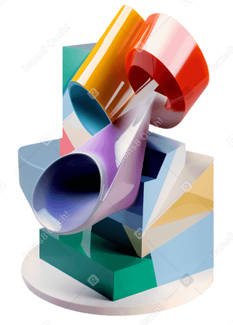 3D abstract composition with plastic shapes PNG, SVG