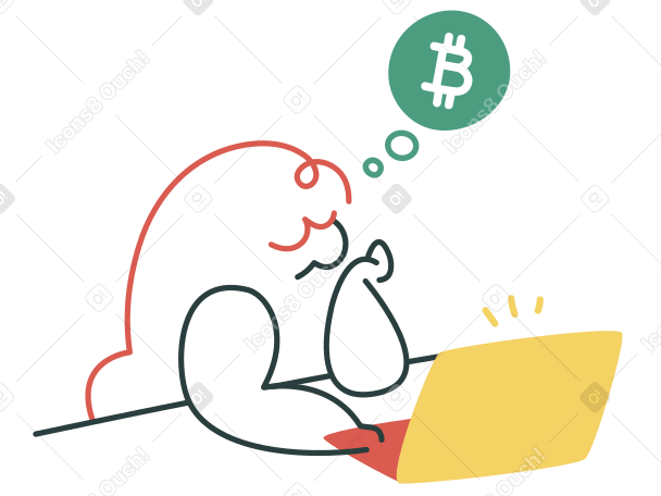 Bitcoin trading Illustration in PNG, SVG