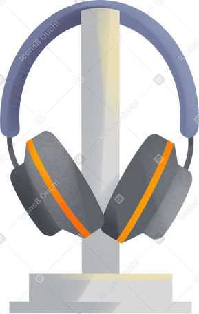 gaming headphones on stand Illustration in PNG, SVG