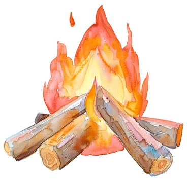 Firewood with a fire PNG, SVG