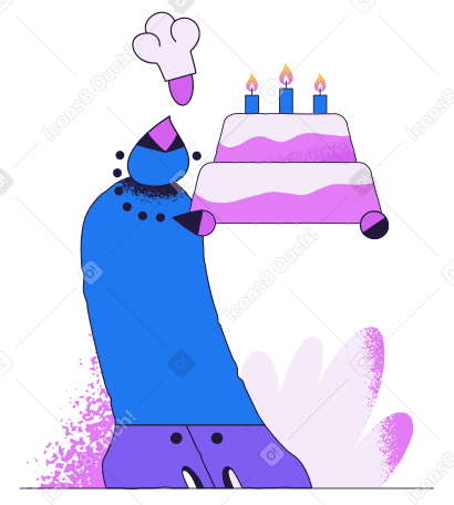 Chef holding a birthday cake PNG, SVG
