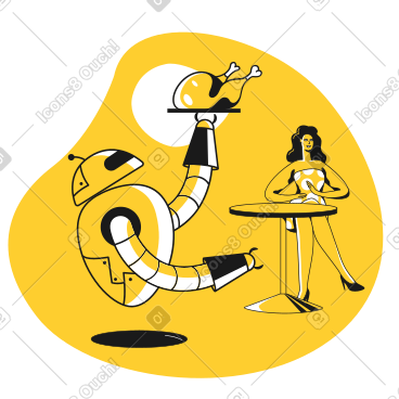 Robot restaurant waiter PNG, SVG