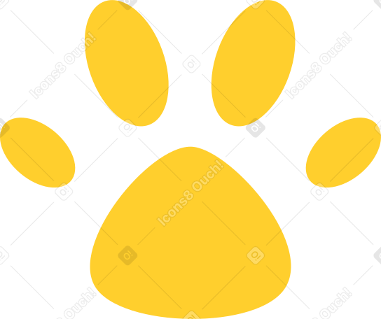 yellow dog paw print Illustration in PNG, SVG