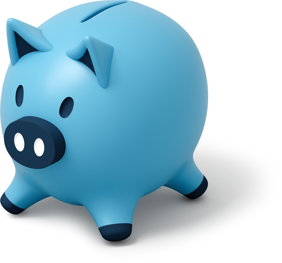 Left side view of blue piggy bank Illustration in PNG, SVG