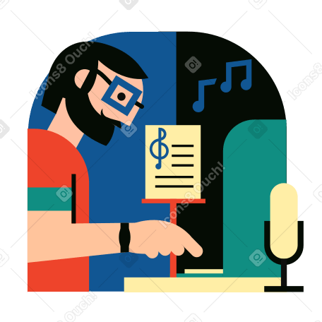 Человек, играющий и записывающий музыку в PNG, SVG
