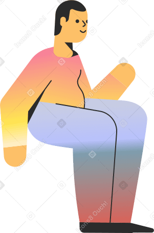 positive sitting man Illustration in PNG, SVG
