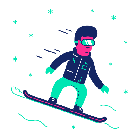 Snowboarder rides down the mountain and prepares for the Olympic Games Illustration in PNG, SVG