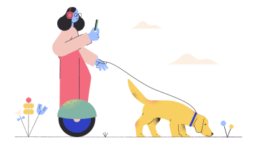 Girl walking the dog using hoverboard PNG, SVG