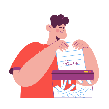 The man putting the document into the shredder PNG, SVG