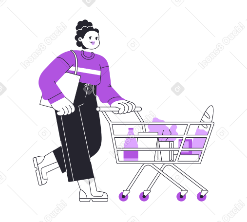 Woman grocery shopping Illustration in PNG, SVG