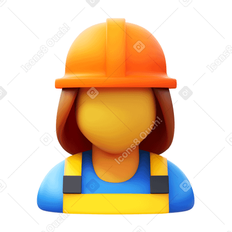 3D female worker PNG, SVG