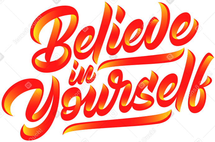 lettering believe in yourself with gradient shadow text PNG, SVG