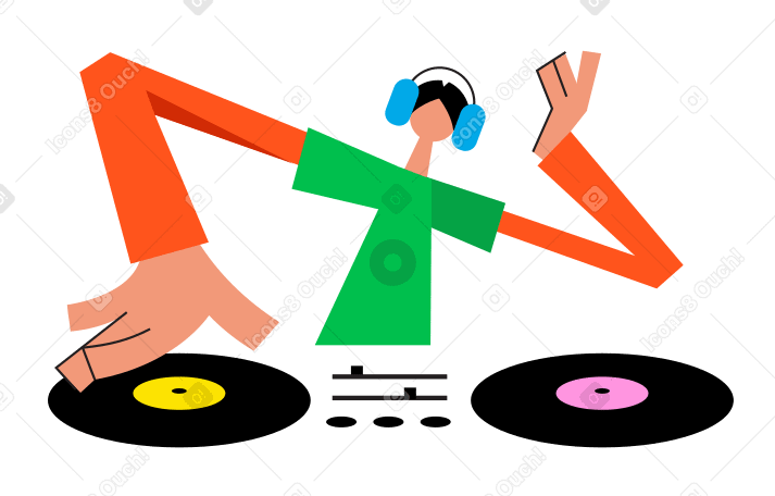 Illustration animée Dj à la console aux formats GIF, Lottie (JSON) et AE