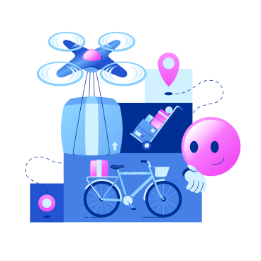 Emoji waiting for drone delivery with parcel PNG, SVG