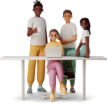young people working at the desk PNG, SVG