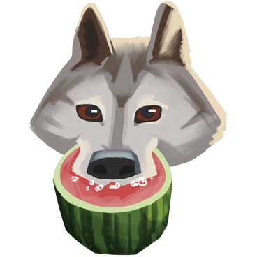 Wolf eating watermelon PNG、SVG