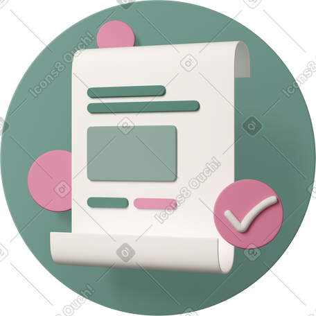 3D document with checkmark PNG, SVG