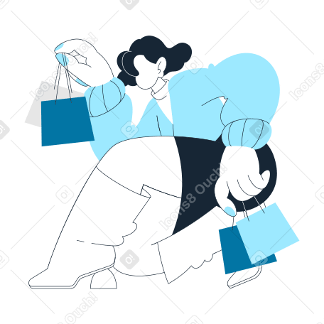 Woman with her purchases PNG, SVG