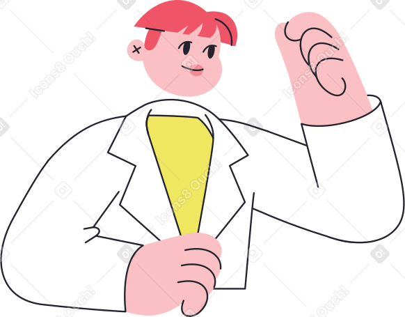 scientist holding something in his hand Illustration in PNG, SVG