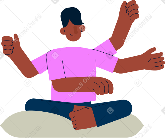 man with four arms is sitting in the lotus position PNG, SVG