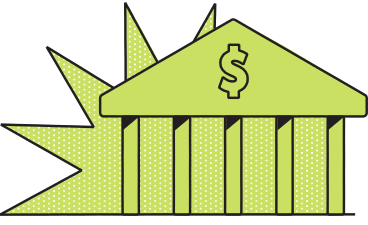 Bâtiment de la banque avec le signe dollar PNG, SVG