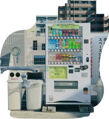 Background with street and drink vending machine PNG, SVG