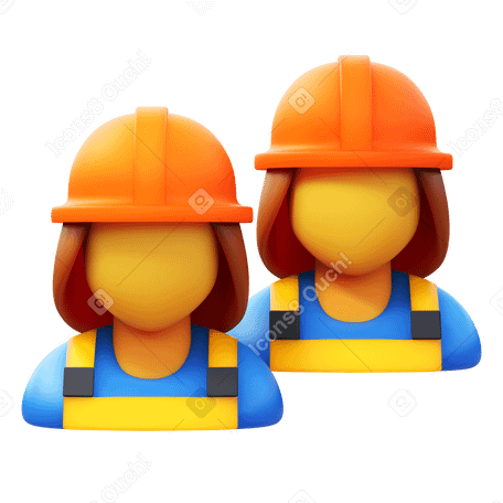 3D construction workers в PNG, SVG