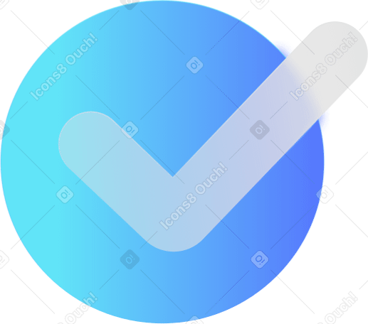 checkmark icon with frosted glass effect Illustration in PNG, SVG