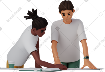 Two men working at the table PNG, SVG