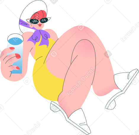 girl in summer outfit sitting cross-legged PNG, SVG