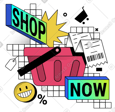 Shopping cart and receipt for shopping PNG, SVG