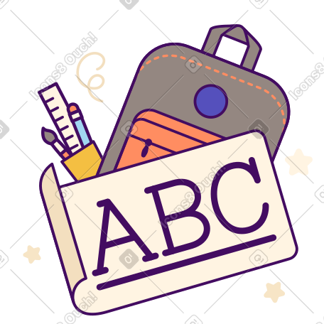 用铅笔和书包文字刻字 abc PNG, SVG