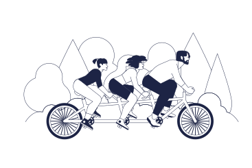 People riding tandem bike PNG, SVG