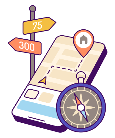 Navigations-app mit route zum ziel PNG, SVG