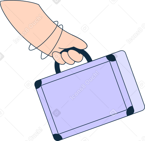 hand with lilac suitcase Illustration in PNG, SVG