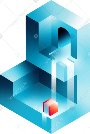 isometric maze tower PNG, SVG