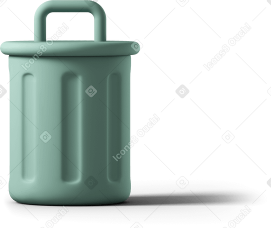 3D closed green garbage bin PNG, SVG