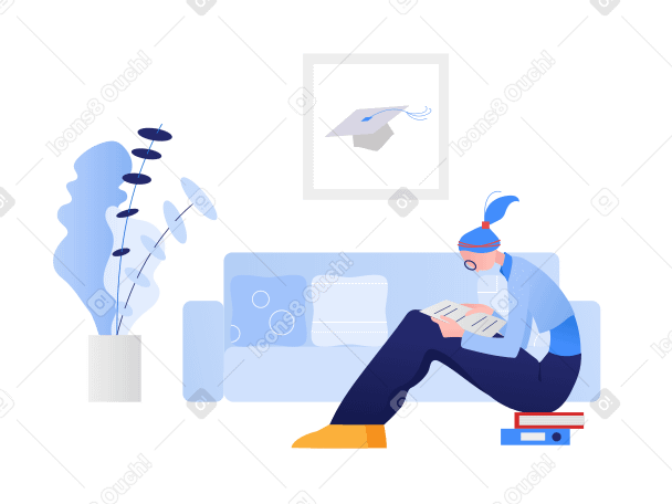 Studying at home Illustration in PNG, SVG