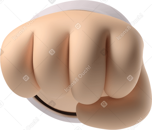 3D Oncoming fist of a pale skin hand PNG, SVG