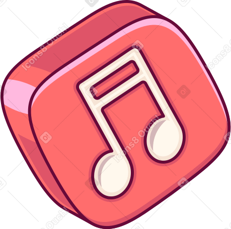 red button with music note PNG, SVG